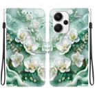 For Redmi Note 13 Pro+ 5G Crystal Texture Colored Drawing Leather Phone Case(Jade Flowers) - 1