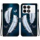 For Redmi K70 / K70 Pro Crystal Texture Colored Drawing Leather Phone Case(White Butterfly Feathers) - 1