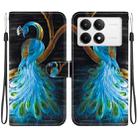 For Redmi K70 / K70 Pro Crystal Texture Colored Drawing Leather Phone Case(Peacock) - 1