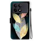 For Redmi K70E / Poco X6 Pro Crystal Texture Colored Drawing Leather Phone Case(Colored Leaves) - 3