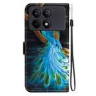 For Redmi K70E / Poco X6 Pro Crystal Texture Colored Drawing Leather Phone Case(Peacock) - 3