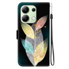 For Redmi Note 13 4G Global Crystal Texture Colored Drawing Leather Phone Case(Colored Leaves) - 3