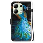 For Redmi Note 13 4G Global Crystal Texture Colored Drawing Leather Phone Case(Peacock) - 3