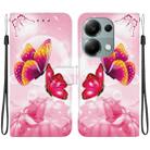 For Redmi Note 13 Pro 4G / Poco M6 Pro Crystal Texture Colored Drawing Leather Phone Case(Pink Butterflies) - 1