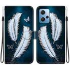 For Redmi Note 12 4G Global Crystal Texture Colored Drawing Leather Phone Case(White Butterfly Feathers) - 1