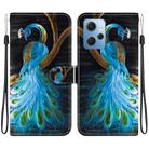 For Redmi Note 12 4G Global Crystal Texture Colored Drawing Leather Phone Case(Peacock) - 1