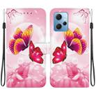 For Redmi Note 12 4G Global Crystal Texture Colored Drawing Leather Phone Case(Pink Butterflies) - 1