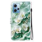 For Redmi Note 12 4G Global Crystal Texture Colored Drawing Leather Phone Case(Jade Flowers) - 3