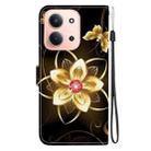 For Redmi 15C 4G 173.1mm / 15C 5G 173.1mm Crystal Texture Colored Drawing Leather Phone Case(Gold Flower) - 3