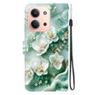 For Redmi 15C 4G 173.1mm / 15C 5G 173.1mm Crystal Texture Colored Drawing Leather Phone Case(Jade Flowers) - 3
