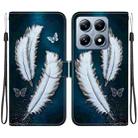 For Xiaomi 14T Pro Crystal Texture Colored Drawing Leather Phone Case(White Butterfly Feathers) - 1