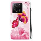 For Xiaomi 13T / 13T Pro Crystal Texture Colored Drawing Leather Phone Case(Pink Butterflies) - 3