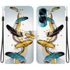 For Honor 90 Lite Crystal Texture Colored Drawing Leather Phone Case(Gold Butterfly Feathers) - 1