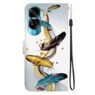 For Honor 90 Lite Crystal Texture Colored Drawing Leather Phone Case(Gold Butterfly Feathers) - 3
