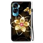 For Honor 90 Lite Crystal Texture Colored Drawing Leather Phone Case(Gold Flower) - 3