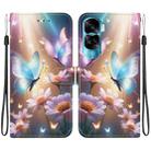 For Honor 90 Lite Crystal Texture Colored Drawing Leather Phone Case(Butterfly Love Flower) - 1