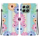 For Honor X6b Crystal Texture Colored Drawing Leather Phone Case(Sunflowers) - 1