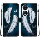 For Honor X7b / Play 50 Plus Crystal Texture Colored Drawing Leather Phone Case(White Butterfly Feathers) - 1