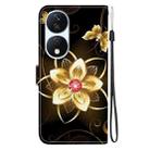 For Honor X7b / Play 50 Plus Crystal Texture Colored Drawing Leather Phone Case(Gold Flower) - 3