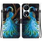 For Honor X7b / Play 50 Plus Crystal Texture Colored Drawing Leather Phone Case(Peacock) - 1