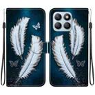 For Honor X8b Crystal Texture Colored Drawing Leather Phone Case(White Butterfly Feathers) - 1