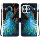 For Honor X8b Crystal Texture Colored Drawing Leather Phone Case(Peacock) - 1