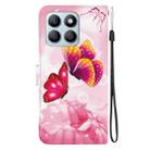 For Honor X8b Crystal Texture Colored Drawing Leather Phone Case(Pink Butterflies) - 3