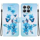 For Honor X8b Crystal Texture Colored Drawing Leather Phone Case(Blue Butterflies) - 1