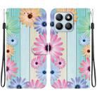 For Honor X8b Crystal Texture Colored Drawing Leather Phone Case(Sunflowers) - 1