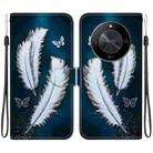 For Honor X9b / Magic6 Lite Crystal Texture Colored Drawing Leather Phone Case(White Butterfly Feathers) - 1