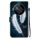 For Honor X9b / Magic6 Lite Crystal Texture Colored Drawing Leather Phone Case(White Butterfly Feathers) - 3