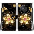 For Honor X9b / Magic6 Lite Crystal Texture Colored Drawing Leather Phone Case(Gold Flower) - 1