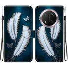 For Honor X9c Crystal Texture Colored Drawing Leather Phone Case(White Butterfly Feathers) - 1