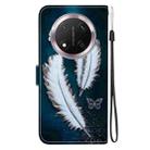 For Honor X9c Crystal Texture Colored Drawing Leather Phone Case(White Butterfly Feathers) - 3