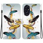 For Honor 200 5G Crystal Texture Colored Drawing Leather Phone Case(Gold Butterfly Feathers) - 1