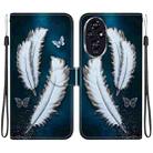 For Honor 200 5G Crystal Texture Colored Drawing Leather Phone Case(White Butterfly Feathers) - 1