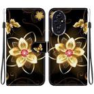 For Honor 200 5G Crystal Texture Colored Drawing Leather Phone Case(Gold Flower) - 1