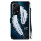 For Honor 200 Lite Global Crystal Texture Colored Drawing Leather Phone Case(White Butterfly Feathers) - 3