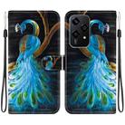 For Honor 200 Lite Global Crystal Texture Colored Drawing Leather Phone Case(Peacock) - 1