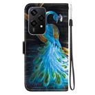 For Honor 200 Lite Global Crystal Texture Colored Drawing Leather Phone Case(Peacock) - 3