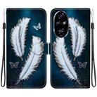 For Honor 200 Pro 5G Crystal Texture Colored Drawing Leather Phone Case(White Butterfly Feathers) - 1