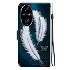 For Honor 200 Pro 5G Crystal Texture Colored Drawing Leather Phone Case(White Butterfly Feathers) - 3