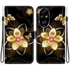 For Honor 200 Pro 5G Crystal Texture Colored Drawing Leather Phone Case(Gold Flower) - 1