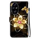 For Honor 200 Pro 5G Crystal Texture Colored Drawing Leather Phone Case(Gold Flower) - 3