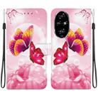 For Honor 200 Pro 5G Crystal Texture Colored Drawing Leather Phone Case(Pink Butterflies) - 1