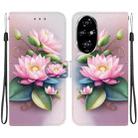 For Honor 200 Pro 5G Crystal Texture Colored Drawing Leather Phone Case(Lotus) - 1