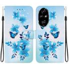 For Honor 200 Pro 5G Crystal Texture Colored Drawing Leather Phone Case(Blue Butterflies) - 1