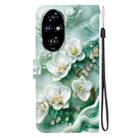 For Honor 200 Pro 5G Crystal Texture Colored Drawing Leather Phone Case(Jade Flowers) - 3