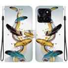 For Honor X6a Crystal Texture Colored Drawing Leather Phone Case(Gold Butterfly Feathers) - 1