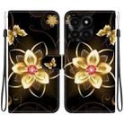 For Honor X6a Crystal Texture Colored Drawing Leather Phone Case(Gold Flower) - 1